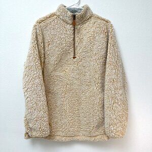 Nordic Fleece The Victoria Sherpa Pullover in Oatmeal Quarter Zip Sweater Large